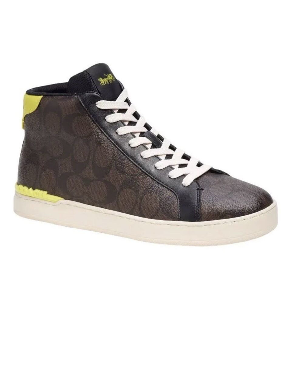 Coach Men's Clip HiTop Sneaker In Signature Canvas Size 13D Coach Men's Clip HiTop Sneaker In Signature Canvas Size 13D