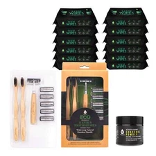 Grooming Essentials Bundle: Eco-Friendly Razor + Flushable Man Wipes + Activated