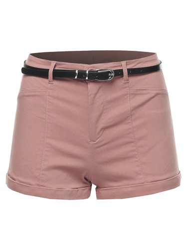 FashionOutfit Women's Solid Belted Bengaline Roll-Up Cuff Shorts - Bild 7 von 23