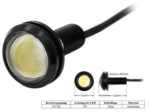 LED Beleuchtung Einbau 12V Aluminium Stufenbeleuchtung Nachtlicht Leuchte KFZ - Bild 6 von 8