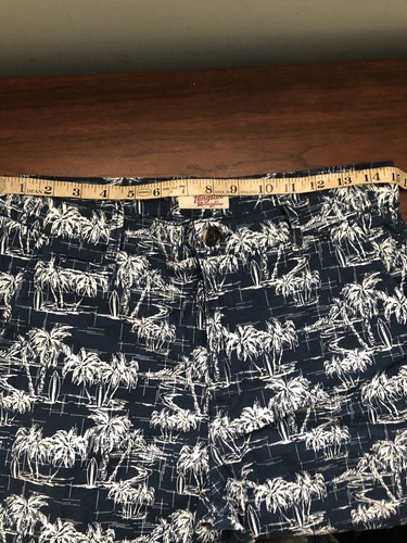 Original PENGUIN Big Boys Flat Front Cotton Shorts Blue With Palm Trees Youth 16 - Picture 5 of 8