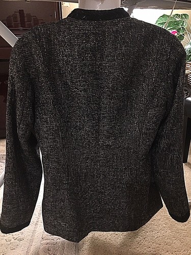 $149.95 NEW Coldwater Creek Size 4, Trim Black White Gold Metallic Tweed Jacket - Picture 3 of 12