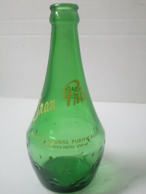 Vintage 1970's Gran Prix I.D.A.S.A. Green Glass Soda Bottle w/ Original Cap