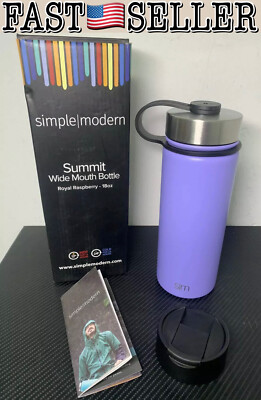 Simple Modern Summit 18oz Insulated Water Bottle + Extra Lid (Royal Raspberry)