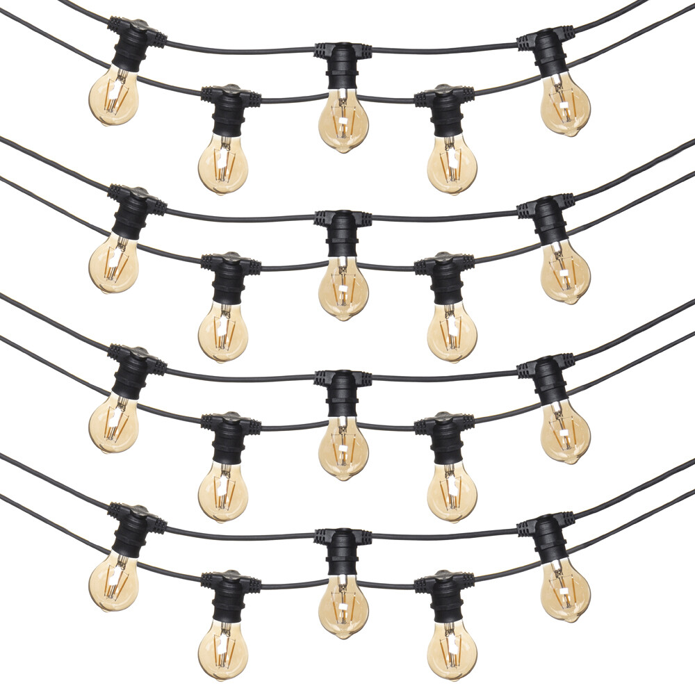 Litecraft Arnold Outdoor IP44 Rated String Festoon 20 Light - Black Clearance