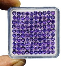 100 Pcs Natural Amethyst 3mm Round Cut Loose Untreated Gemstones Wholesale Lot