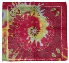 22"x22" Pink / Green Swirl Tye Dye Paisley 100 Cotton Bandana