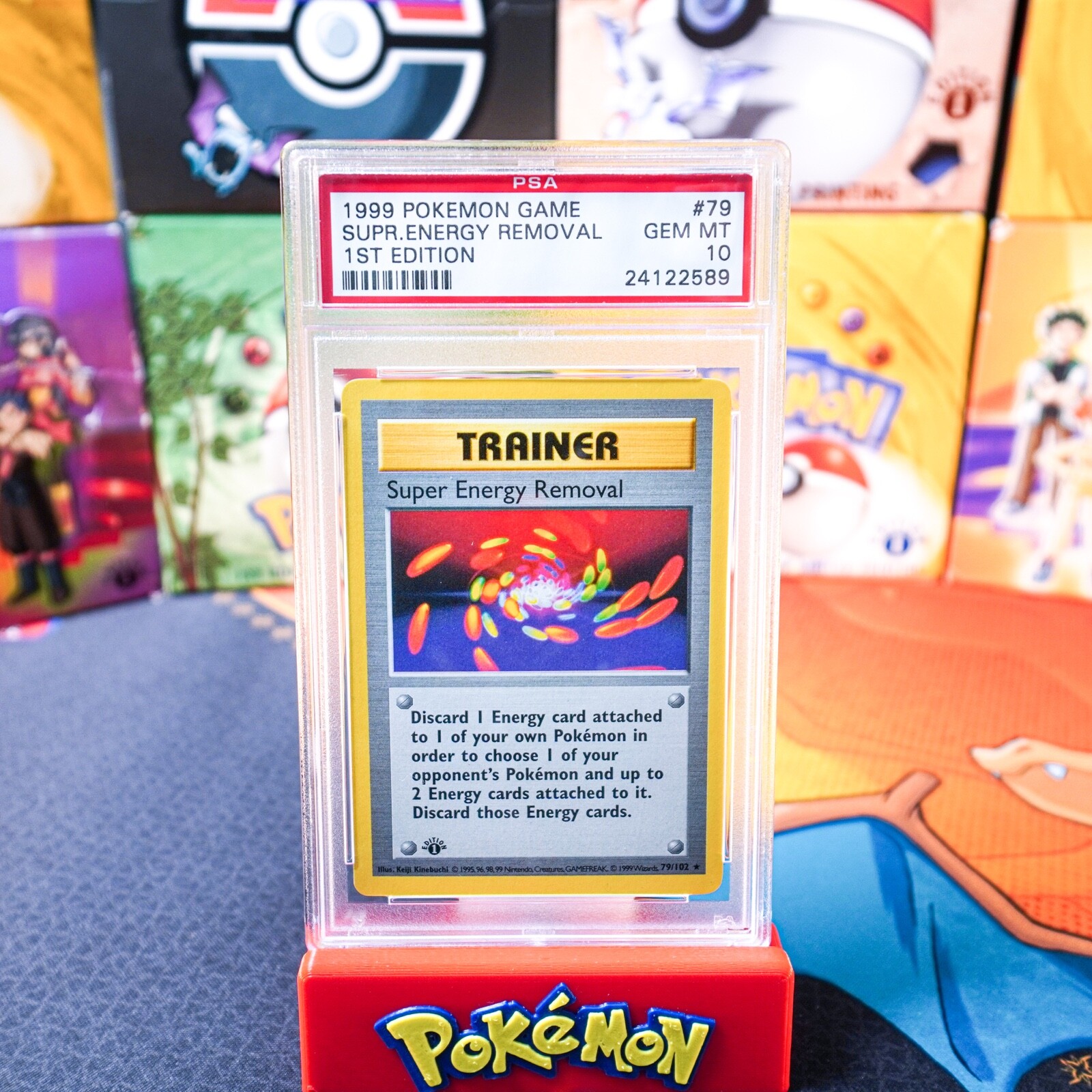 PSA 10 GEM MINT 1999 Pokemon Game 1st Edition Base Set Super Energy Removal 79