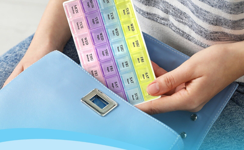 Pills box 28 Slot 7 Days Weekly Medicine Tablet Box Holder Storage Organizer - Picture 2 of 10
