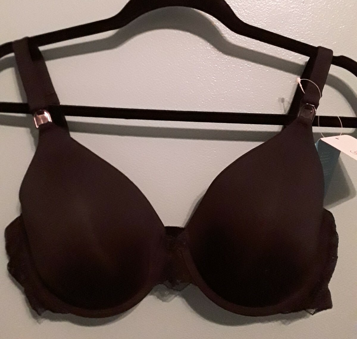 Gratlin Nursing Bra Black 40C New With Tags Underwire Thin Cup Lace