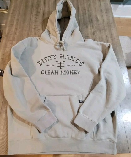 Troll Co Men's Frontier Graphic Hooded Sweatshirt Dirty Hands Size 2XL Cement - Picture 2 of 10