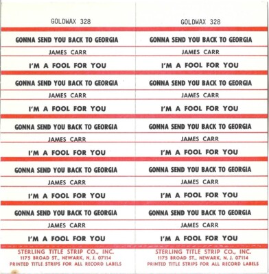 Jukebox Title Strip Sheet - James Carr: ''I'm A Fool For You'' - original '68