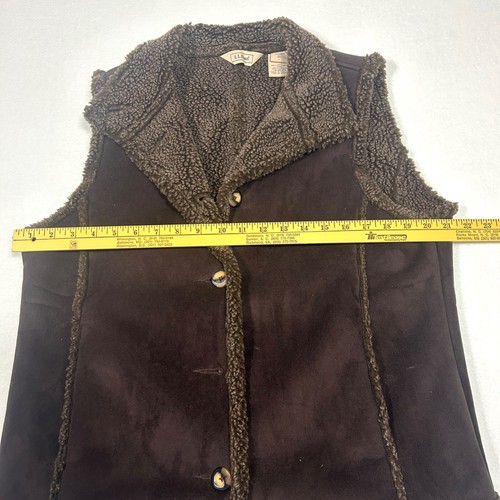 LL Bean Women’s Brown Sherpa Lined Suede Vest OBCU3 Size Large - Picture 3 of 5