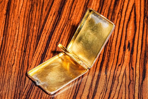 Art Deco Engine Turned Sterling Silver Enamel Antique Cigarette Case and Vesta - Picture 5 of 15