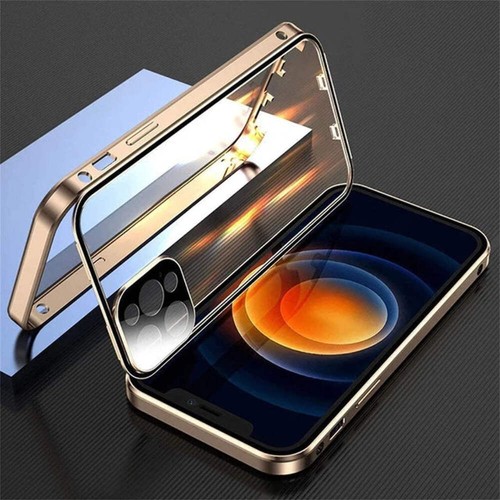360°Full Protection Metal Magnetic Double Sided Glass Snap Lock Case For iPhone - Picture 80 of 84
