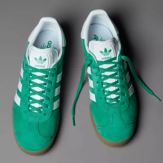 Adidas gazelle top trainers green/white/gum