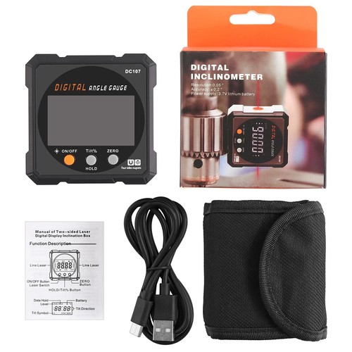 Digital Angle Finder Laser Level Gauge Inclinometer Magnetic Protractor USB LCD - Picture 6 of 14