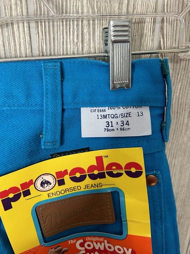 Vintage Wrangler Pro Rodeo Competition Boot Cut Jeans~13~Deadstock NWT BLUE RARE - Picture 3 of 9