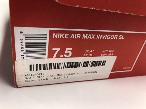 Nike Air Max SL Invigor Black Black Sole Size US 7.5 Mens - Picture 9 of 9