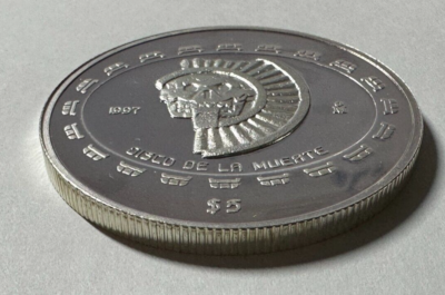 1997 MEXICO SILVER 1 OZ 999 DISCO DE LA MUERTE SKULL PROOF 5
