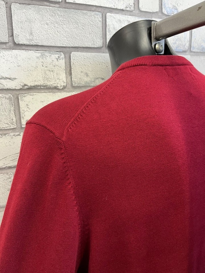 BNWT Mens M&S 100 Cotton Deep Cherry Red Crew Neck Jumper Size XL CG