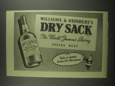 1953 Williams & Humbert's Dry Sack Sherry Ad - The World Famous Sherry