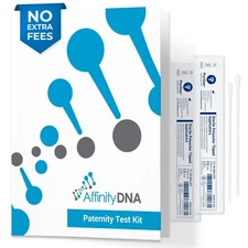 HOME DNA PATERNITY TEST KIT FOR FATHER & CHILD · 99.99% ACCURATE · NO EXTRA FEES