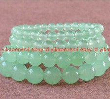 6mm 8mm 10mm 12mm 14mm Real Light Green Jade Round Beads Bracelet 7.5" AAA
