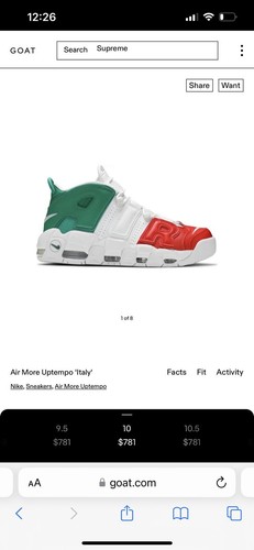 2018 Mens Nike Air More Uptempo 96 Italy Red Green White Size 10 Used Rare NDS - Picture 10 of 10