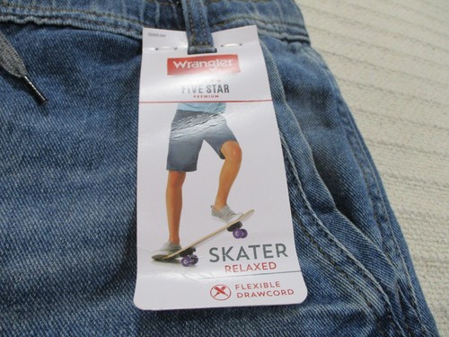 Wrangler Boys Jean Shorts XXL 18 Blue Drawstring Skater Faded Relaxed Denim New - Picture 4 of 9
