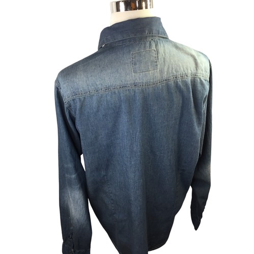Ditch Plains Chambray Western Shirt Men's XL Long Sleeve Denim Fade Cowboy - Picture 5 of 8