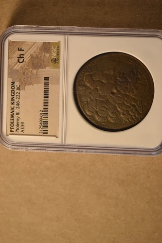 PTOLEMAIC EGYPT. Ptolemy III Philopator (246-222 BC). AE39- NGC Choice Fine