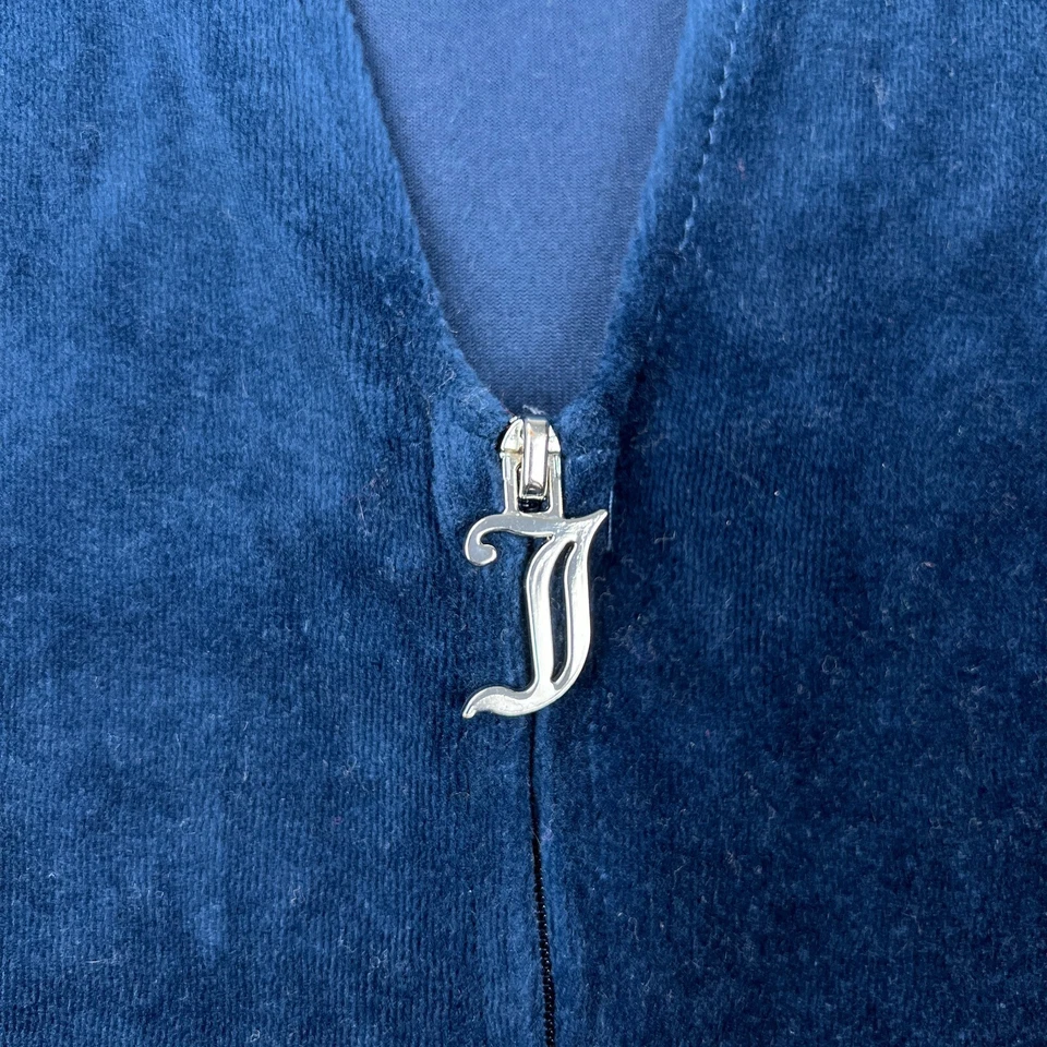 Chaqueta Juicy Couture para mujer XL azul fresia cremallera trasera brillante manga corta años 90 Y2K Foto 4 de 4