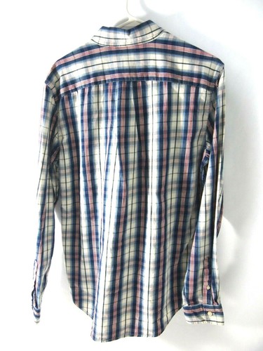 Gap Mens Shirt M Standard Fit Navy Blue Red White Plaid Long Sleeve Button - Picture 3 of 5
