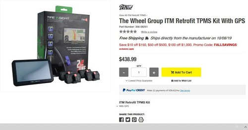 JEGS The Wheel Group ITM Retrofit TPMS Kit With GPS $399 FREE SHIPPING RETURN - Picture 2 of 5