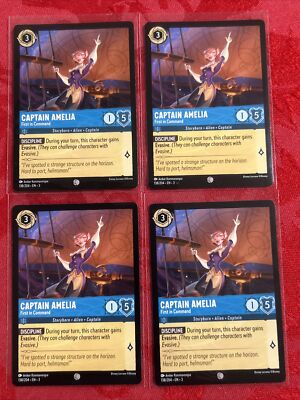 4x Disney Lorcana Inklands - Captain Amelia - First in Command - 138/204 | x4