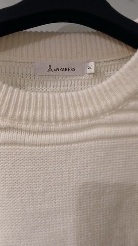 Anrabess Ivory Knit Long Balloon Sleeve Sweater Top Women’s Size Medium - Picture 4 of 4