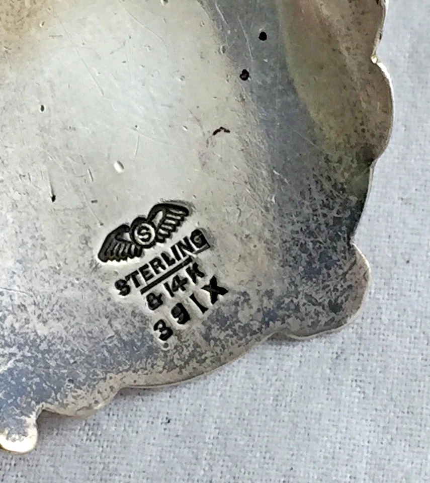 Prendedor/broche Shiebler raro de oro de ley y 14 quilates grande para mujer homérico/medallón Foto 4 de 4