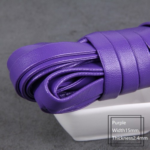 15mm Wide Faux Leather Trim 5M Soft PU Tape Ribbon Flat Folded Tape Strap Craft - Picture 40 of 44