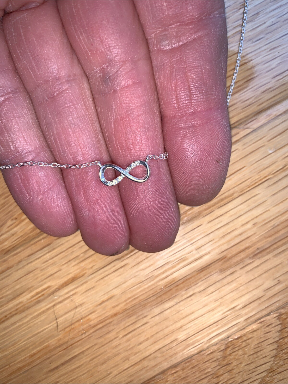 Solid Sterling Silver 925 Infinity Necklace Forev… - image 1