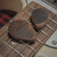 2 Hand Made Guitar Picks - Hickory Wood - Wooden Pick - Primitive Style