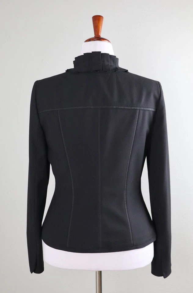 Chaqueta Top ELIE TAHARI $398 Forrada Estructurada Plisada a Presión Talla US 10 Foto 4 de 4