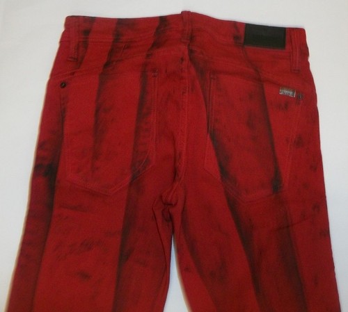 Jeans Sinclair MFGRP taglia 26 rosso nero skinny denim cucitura interna punk 30" USA 2785 - Foto 4 di 6