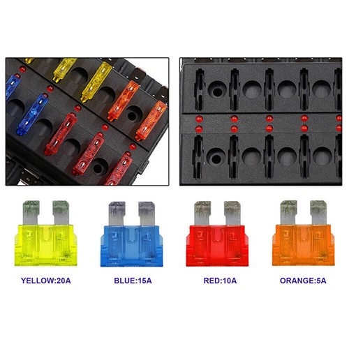8 Way Circuit LED Fuse Box Holder ATO Waterproof Terminal Block Universal - Picture 4 of 7