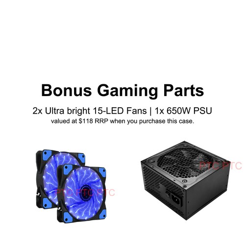 White Gaming Case GX Elysium ATX Computer PC transparent panel 2x Led Fans 650w - Picture 2 of 12