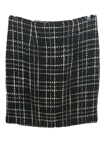 Portrait Women's Skirt Size 12 Black White Boucle Weave Fuzzy Lined Career