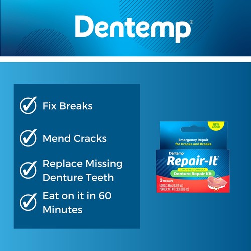 Kit de reparación - Kit de reparación de dentaduras de fórmula avanzada Repair-It - Kit de reparación de dentaduras postizas - Imagen 3 de 6