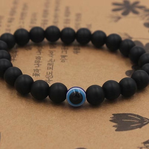 Fashion Unisex Obsidian Bracelet Evil Eye Good Luck Protection Women Men 0356 - Picture 3 of 3