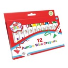 Childrens Wax Crayons Kids Create Pack 12 Assorted Colour Jumbo Arts & Crafts 3+