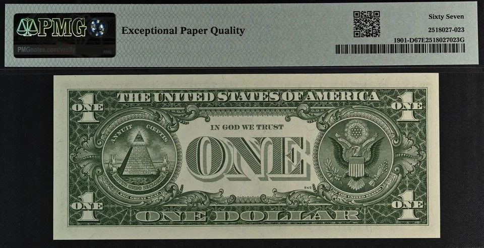 1963A $1 FRN Cleveland PMG 67EPQ February 4 birthday low serial number 00000204 - Image 3 of 3
